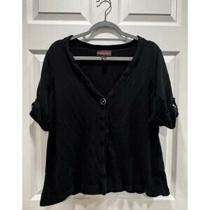 Dana Buchman Black Single Button Cardigan Sweater XL V Neck